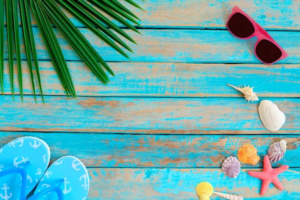 Літній Фон Сонцезахисні Окуляри Мушлі Морські Зірки Слизькі Окуляри Фоні — стокове фото