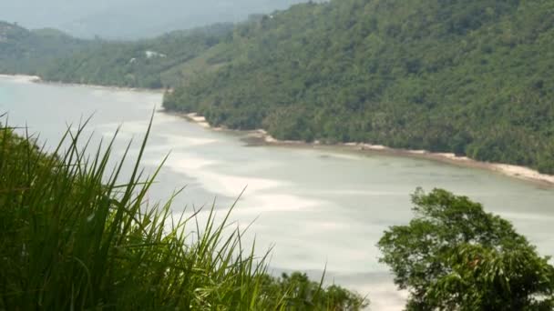 Samui Island tjockt prickad med träd och vegetation. Natursköna landskap av fantastiska paradis tropiska exoyic berg. Koppla av, resa semester och miljö bevarande koncept. Bakgrund. — Stockvideo