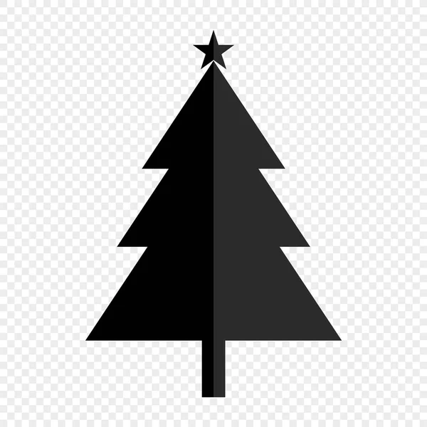 Eenvoudige kerstboom zwart silhouet — Stockvector