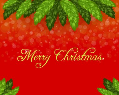 Şube Noel ağacına kırmızı bir arka plan düz