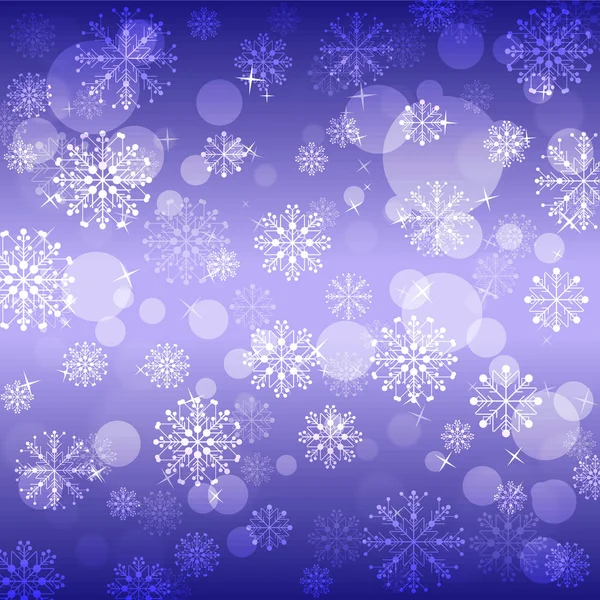 Ano Novo flocos de neve e faíscas fundo azul — Vetor de Stock