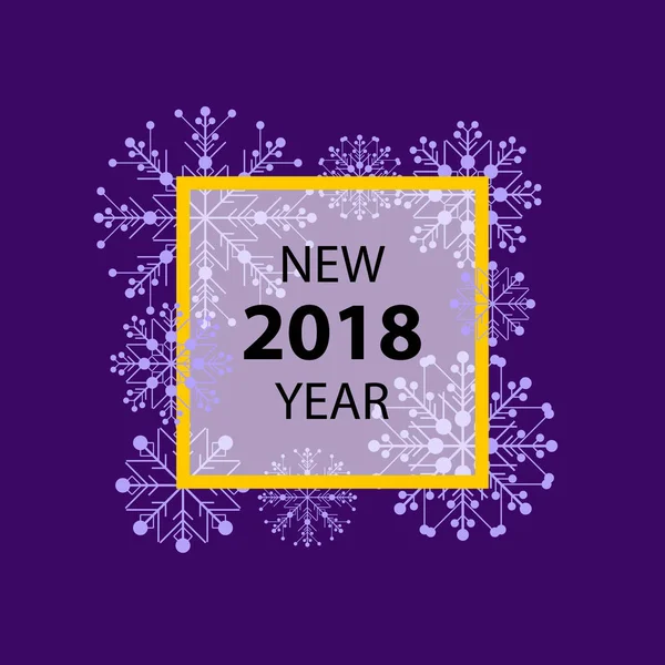 Nowy rok w ramce z ciemnym tle fioletowe płatki śniegu — Wektor stockowy