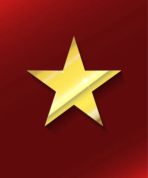 Goldener, perfekter Stern auf rotem Gefälle — Stockvektor