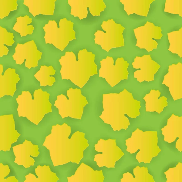 Vzor bezešvé s jaro podzim barvy žluté a zelené listí — Stockový vektor
