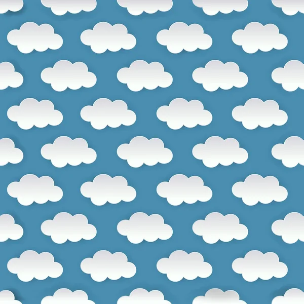 Patrón sin costuras. Nubes. Patrón de nubes blancas, fondo azul . — Vector de stock