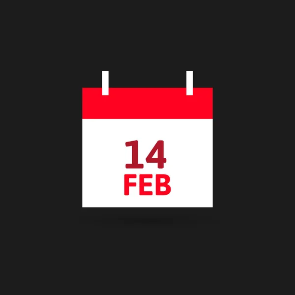 14 de febrero, icono del calendario — Archivo Imágenes Vectoriales