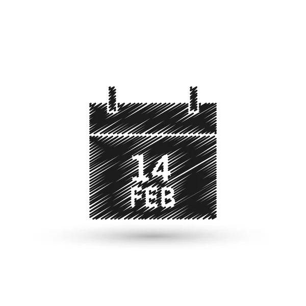 14 de febrero, icono del calendario — Vector de stock