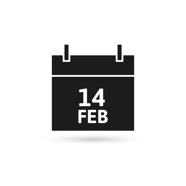 14 de febrero, icono del calendario — Vector de stock