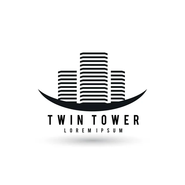 Twin Tower logo ikon — Stock vektor