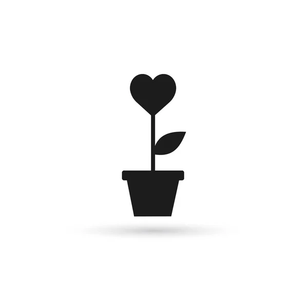 Rostlina se srdcem ikonu — Stockový vektor