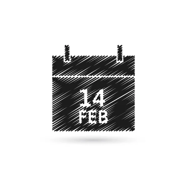 14 de febrero, icono del calendario — Vector de stock