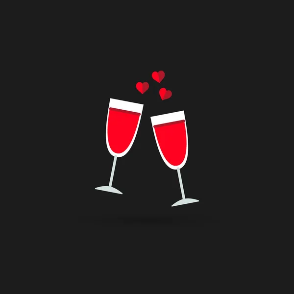 Dos copas de vino — Vector de stock