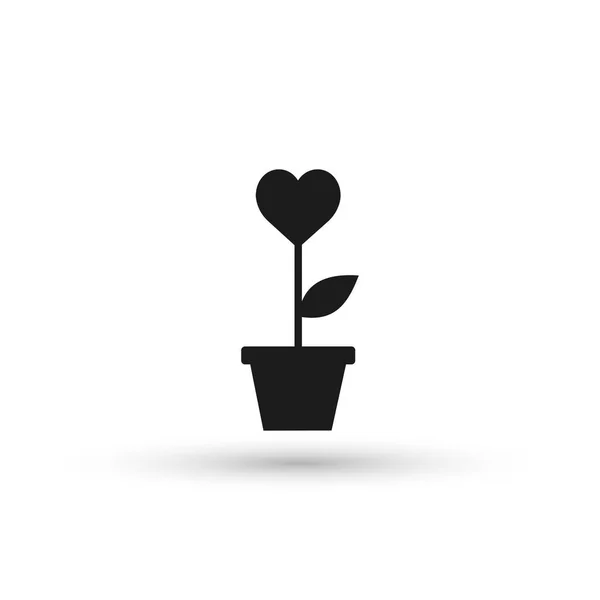 Rostlina se srdcem ikonu — Stockový vektor