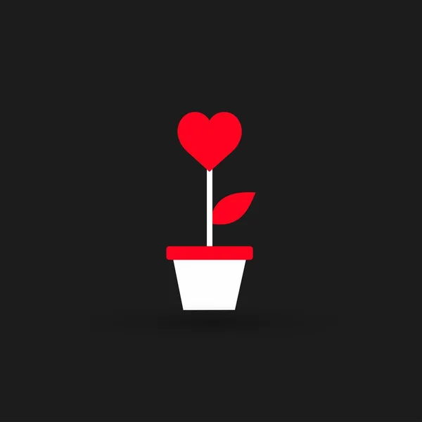Planta con corazón Icono — Vector de stock