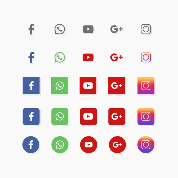 Icônes des médias sociaux ensemble — Image vectorielle