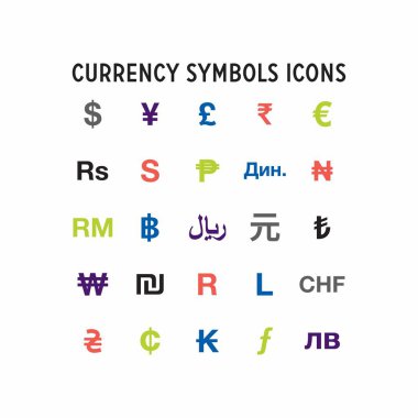Para birimi simgeleri - illüstrasyon