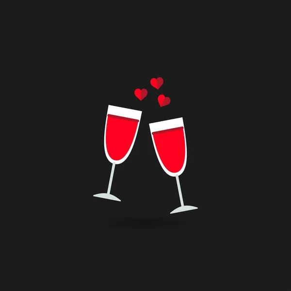 Dos copas de vino — Vector de stock