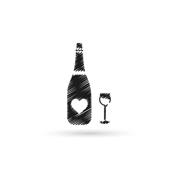 シャンパン アイコンとガラス — ストックベクタ