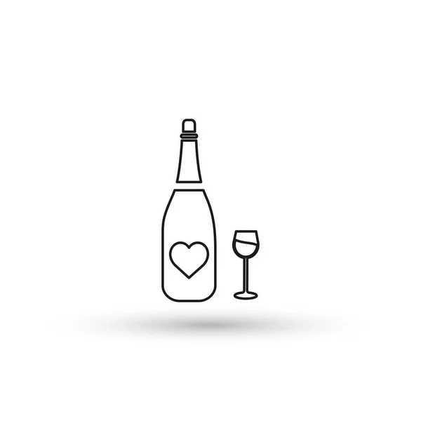 シャンパン アイコンとガラス — ストックベクタ
