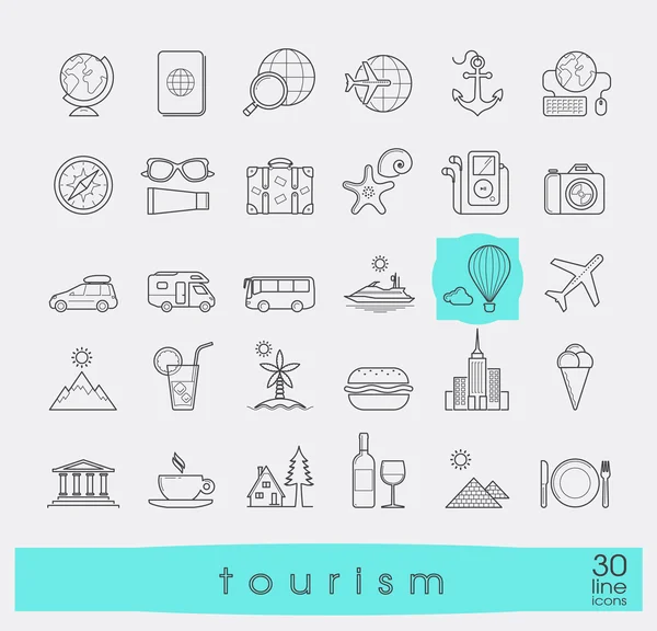 Zestaw premium jakości linii turystyka ikon. — Wektor stockowy