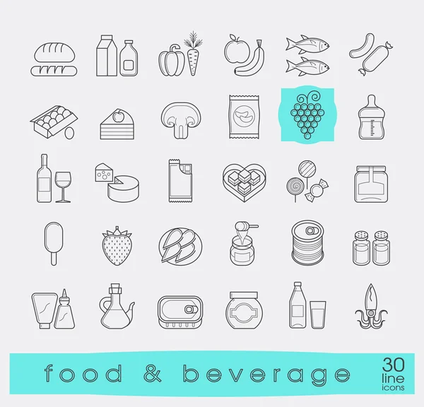 Raccolta di icone di alimenti e bevande . — Vettoriale Stock