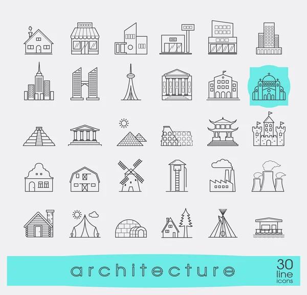 建筑物和建筑图标集. 矢量图形