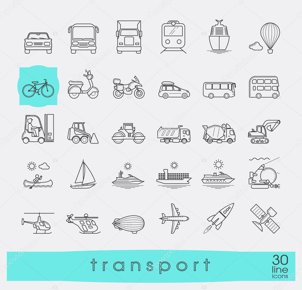 Set of transportation icons. 