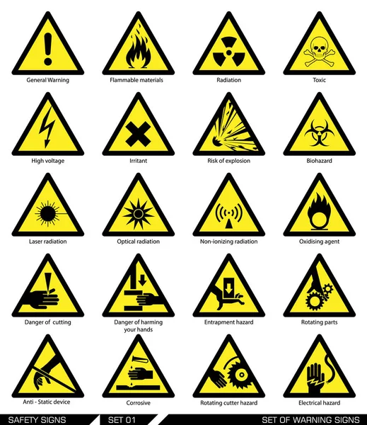 Conjunto de señales de seguridad. Señales de precaución . — Vector de stock