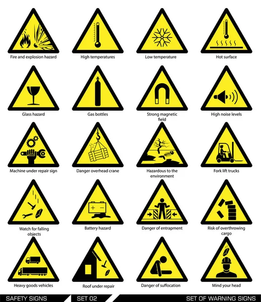 Set of safety signs. Caution signs. — Stock Vector