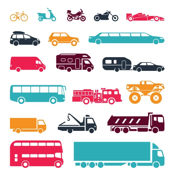 Schilder mit verschiedenen Verkehrsmitteln — Stockvektor