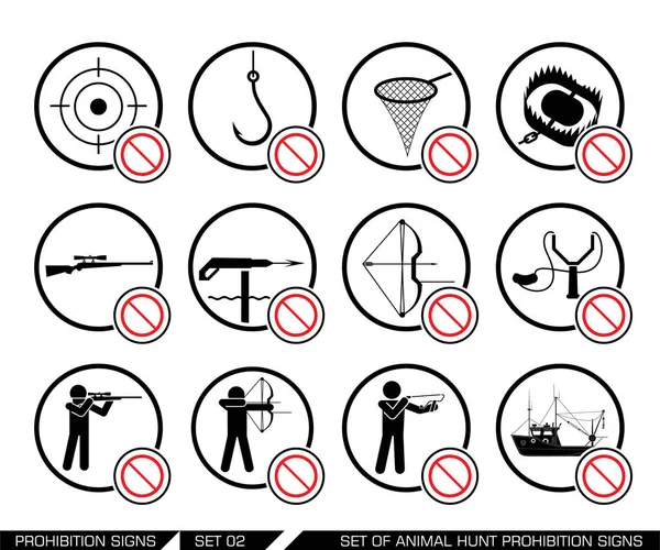 Set of animal hunt prohibition signs — Stock Illustration Set of animal hunt prohibition signs Vector Graphics