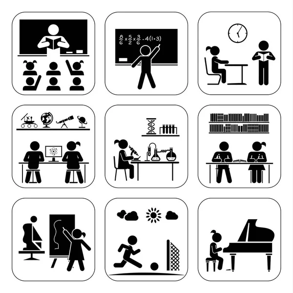 Terug naar school. Pictogram pictogramserie. Schooldagen. — Stockvector