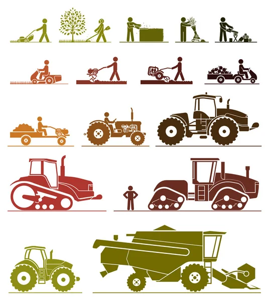 Iconos de mecanización agrícola . — Vector de stock