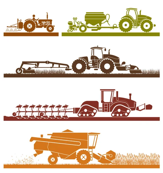 Ícones de mecanização agrícola . — Vetor de Stock