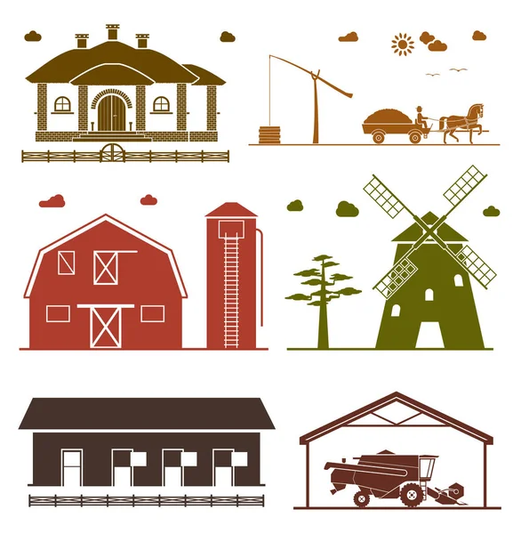 Set of rural architecture objects. — Stock Vector