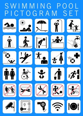 Swimming pool pictogram set. clipart