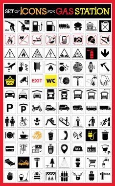 Collection of premium quality pictograms for gas station. clipart