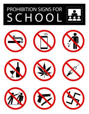 Okul için yasağı işaret kümesi