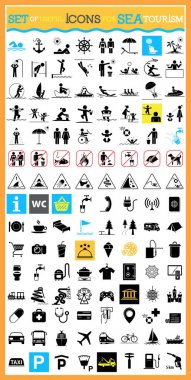 Simgeler deniz turizmi için çok yararlı ve kullanışlı kümesi.