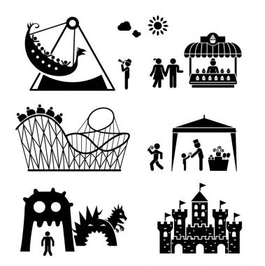 Eğlence Parkı piktogram Icons set