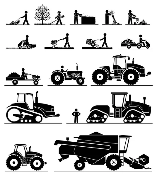 Iconos de mecanización agrícola . — Vector de stock