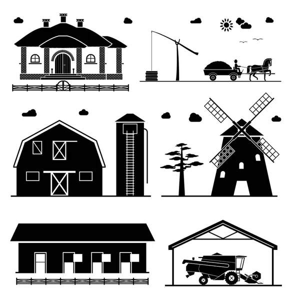 Set of rural architecture objects. — Stock Vector