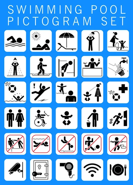 Swimming pool pictogram set. — Stock Vector