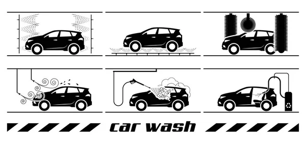 Auto wassen icons set — Stockvector