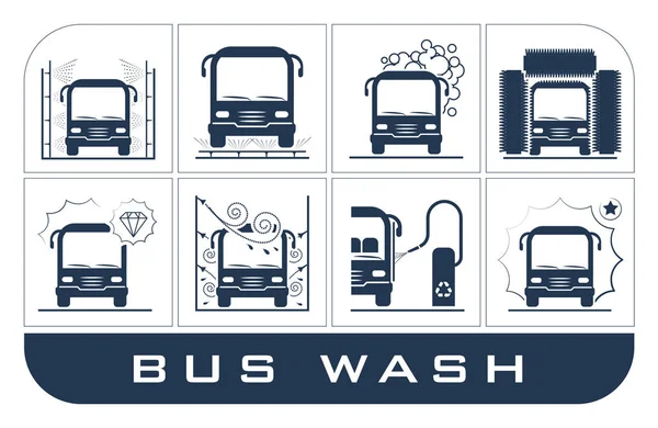 Bus wassen icons set. — Stockvector