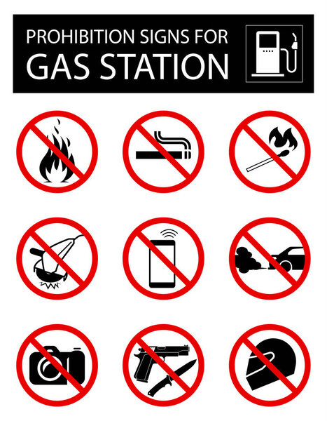 Набор запретных знаков для заправки
