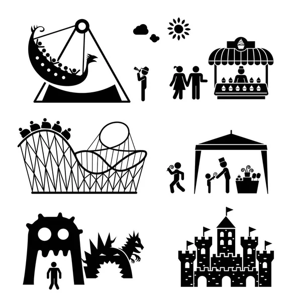 Amusement park pictogram icons set — Stock Vector