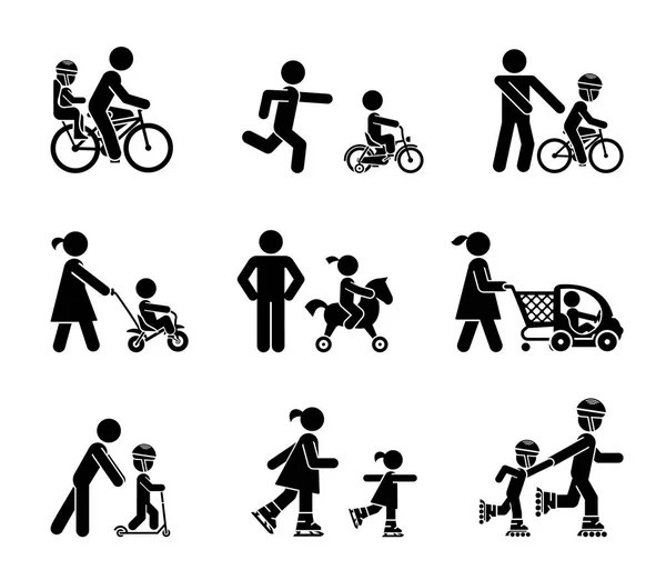 Rodzice i ich dzieci w ruchu Ilustracja Stockowa