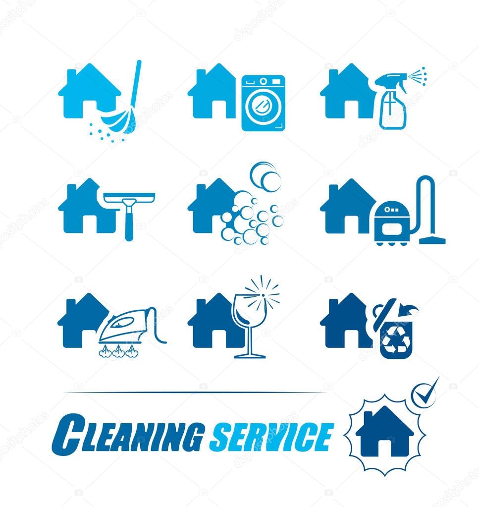 Set of icons for cleaning service. 
