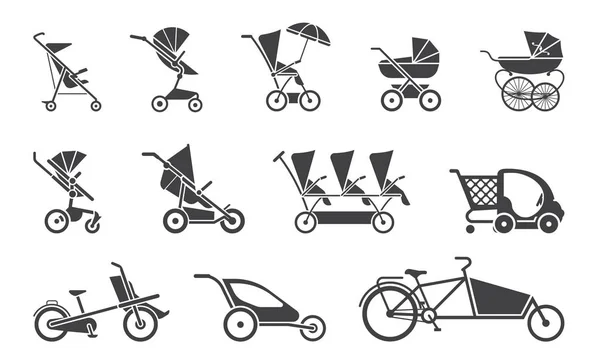 Vector illustration of baby strollers — Stock Vector